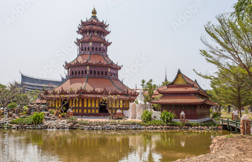 SAMUT PRAKAN, THAILAND, MARCH, 6, 2017 - The Phra Kaew Pavillon  in Ancient City Park, Muang Boran, Samut Prakan province, Thailand