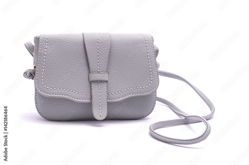 Gray leather clutch isolated on white Gray leather clutch isolated on white