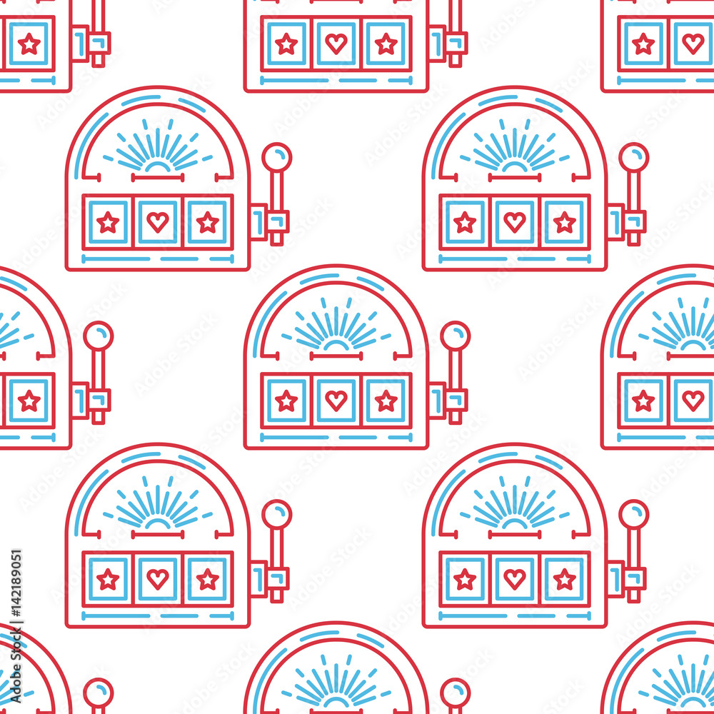 Seamless vector pattern with a casino slot machine. The pattern can be used for decoration and design as the background of the casino, or for registration and branding of products casino