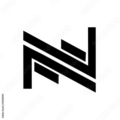 letter N black color logo vector