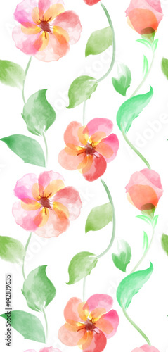 Seamless Watercolor floral pattern. Vector Flower Pattern