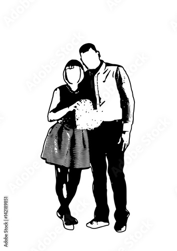 Silhouette of girl with boyfriend posing vector