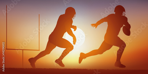 Football américain - sport - action - joueur - équipe - Coucher de soleil