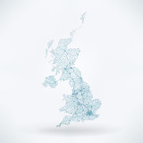 Abstract Telecommunication Network Map - United Kingdom