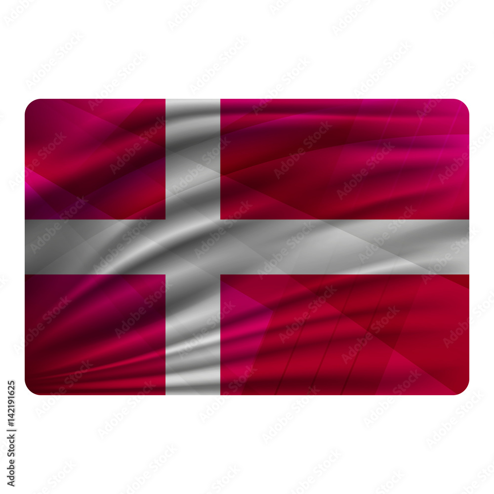 Obraz premium National flag of Denmark in modern design style.