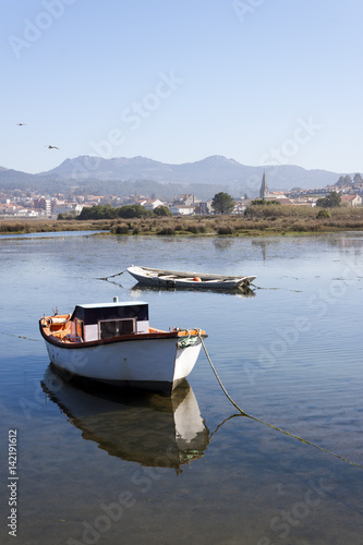 Boats in A Foz Marsh in A Ramallosa  Pontevedra  Galicia