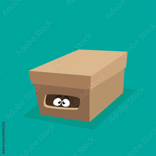 Eyes Inside Cardboard Box/..Illustration