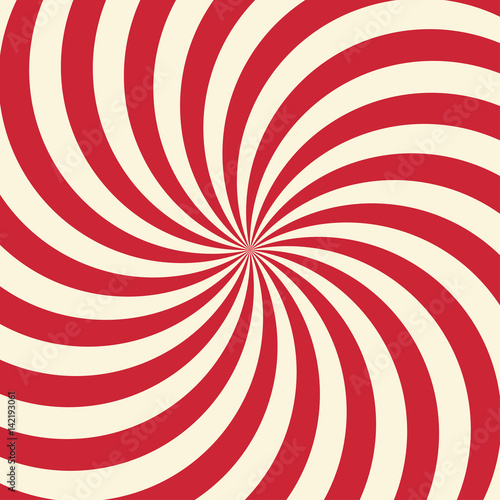 Swirling radial vortex background. White and red stripes swirling around the center of the square.
