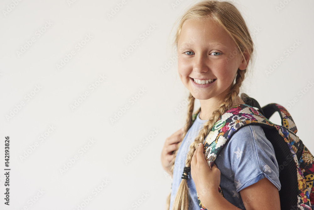 Cheerful girl with big copy space . Cheerful girl with big copy space .