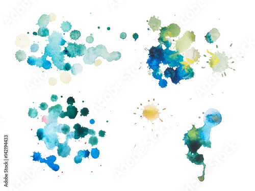 colorful retro vintage abstract watercolour aquarelle art hand paint on white background