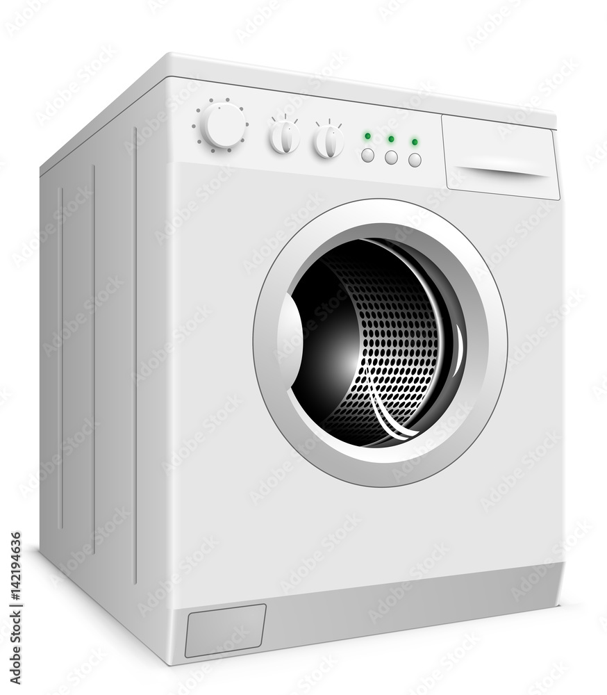 White washing machine isolated on white background vector illustration. White washing machine isolated on white background vector illustration.