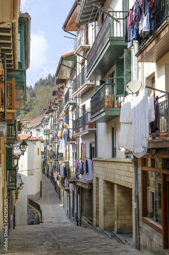 Old street in Ondarroa, Basque country, Spain. photo