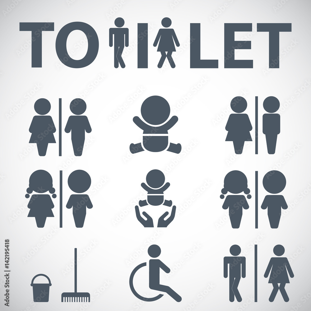 WC icon. Toilet sign. Vector Illustration icons for print and web. WC icon. Toilet sign. Vector Illustration icons for print and web.