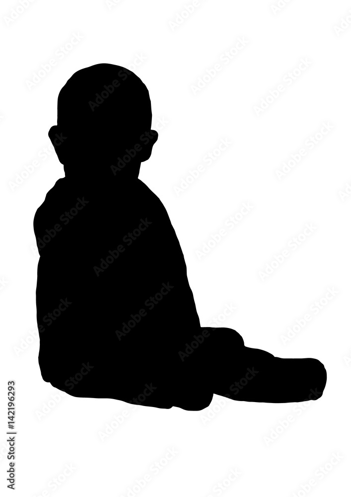 Silhouette of little boy posing vector black