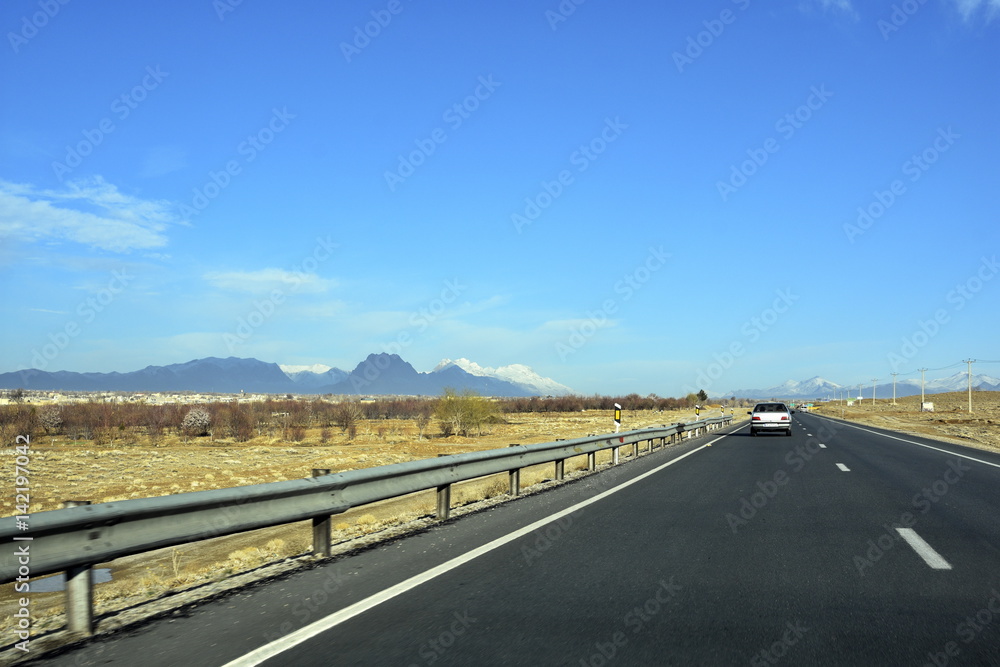 Fototapeta premium Shahin Shahr to Fereydoun Shahr, Esfahan, on the spring road trip, within 2 hour drive environment will totally change 