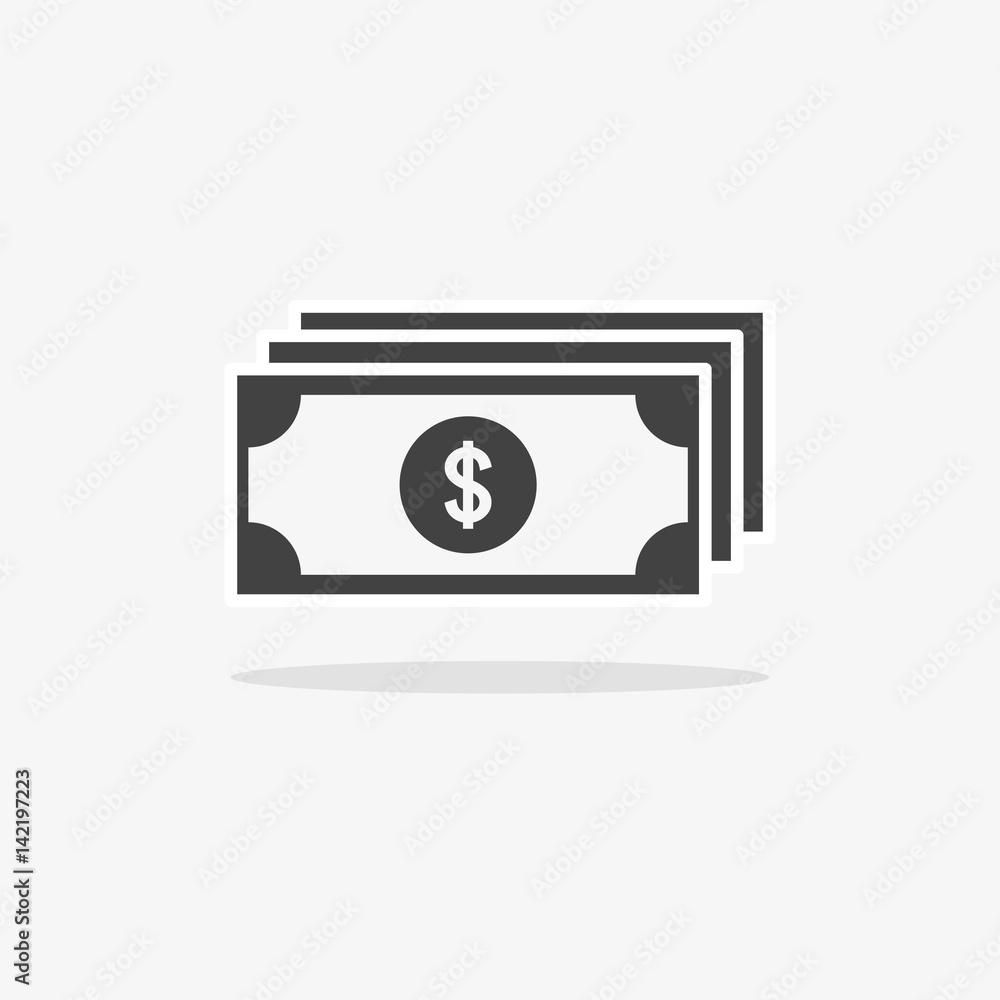 Money Icon Isolated on gray background ,Flat style. Money Icon Isolated on gray background ,Flat style.