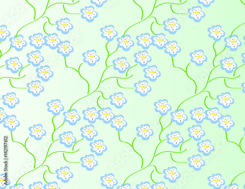 Abstract  pattern of a scattering of small flowers on a soft green background for print  textile  Wallpaper
