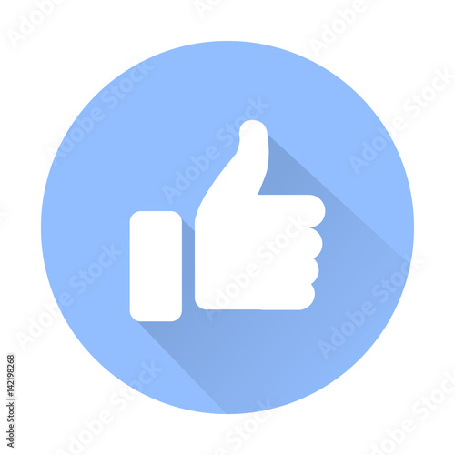 Thumb Up vector icon. Style is flat symbol,  rounded angles, white background.