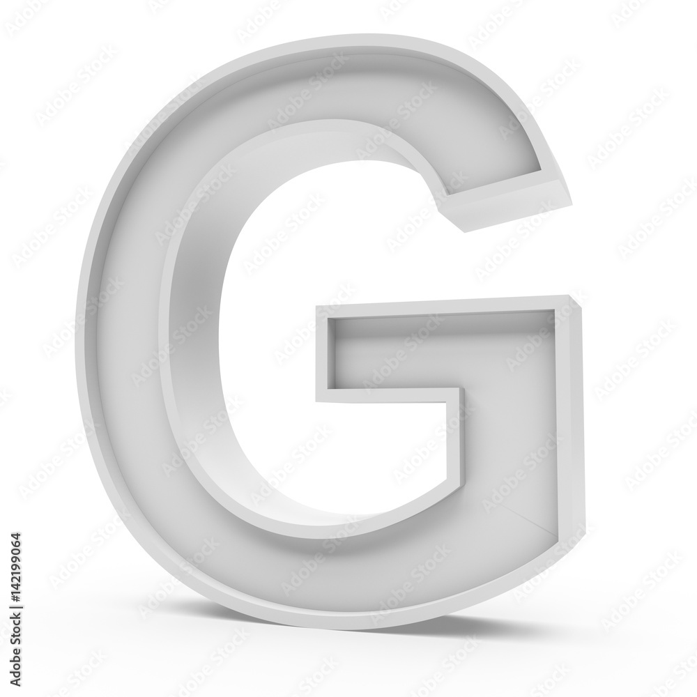 3d Rendering grey material letter G isolated white background 3d Rendering grey material letter G isolated white background