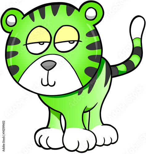 Fototapeta Naklejka Na Ścianę i Meble -  Green Sly Tiger Vector Illustration Art