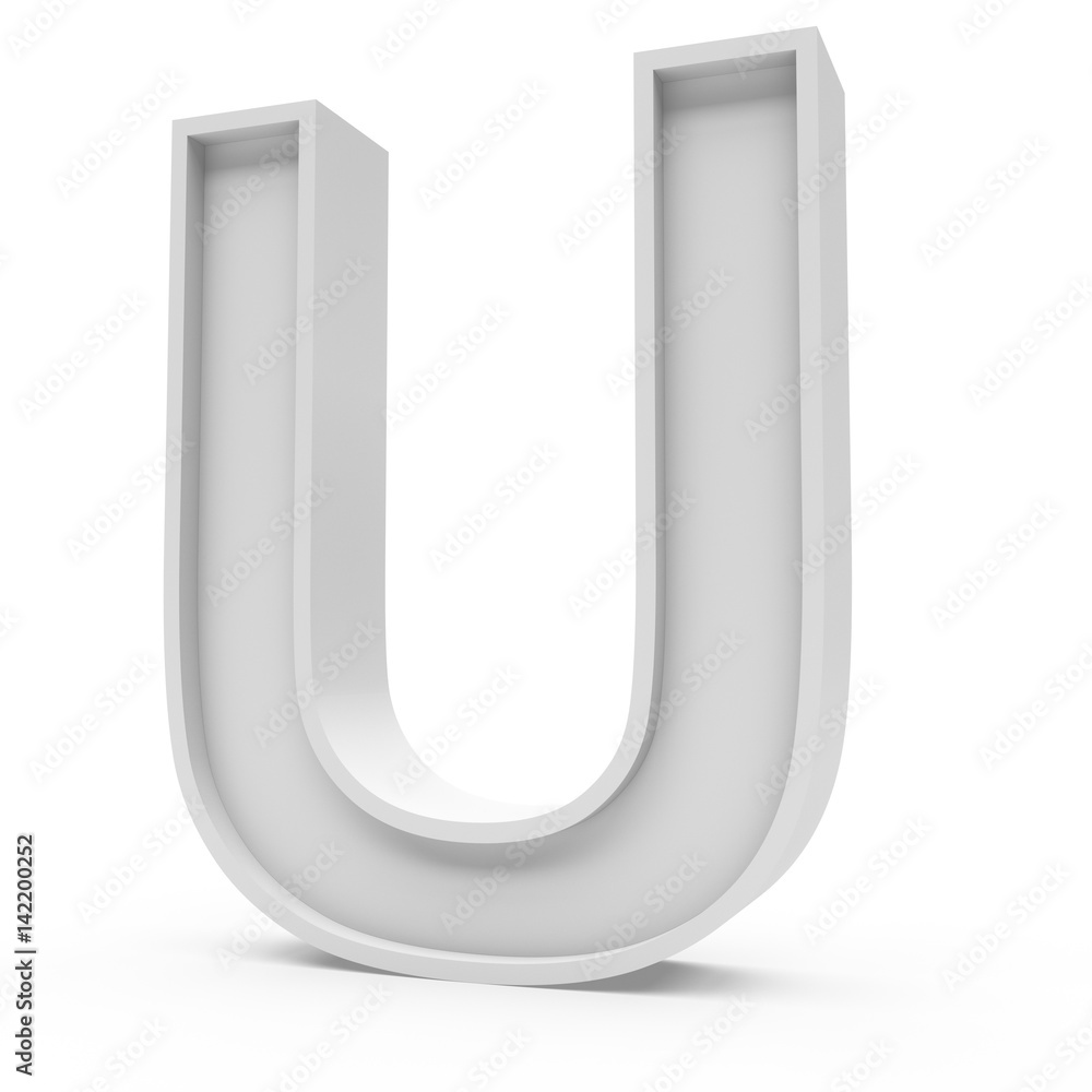 3d Rendering grey material letter U isolated white background 3d Rendering grey material letter U isolated white background