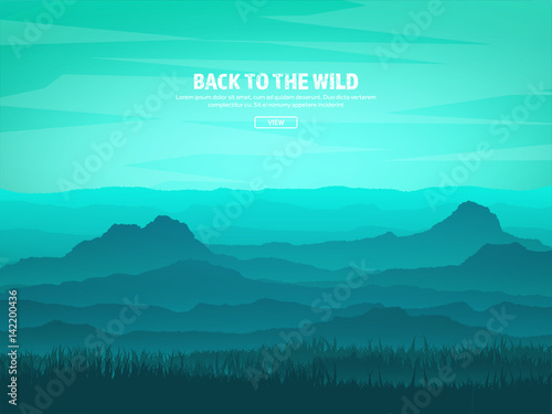 Mountains and forest. Wild nature landscape. Travel and adventure.Panorama. Into the woods. Horizon line.Trees,fogfog.
