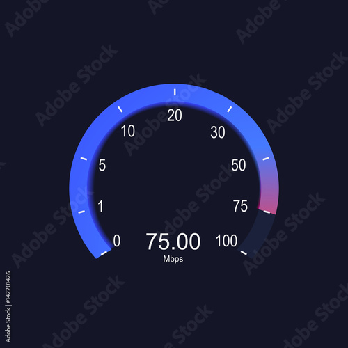 Internet digital speed meter. Vector illustration on blue background. Speed test.