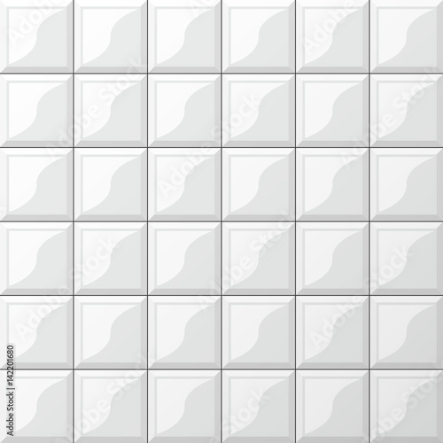 Illustration of rectangular horizontal white tiles background. White tiles vector texture. ceramic brick tile wall. Vector illustration.