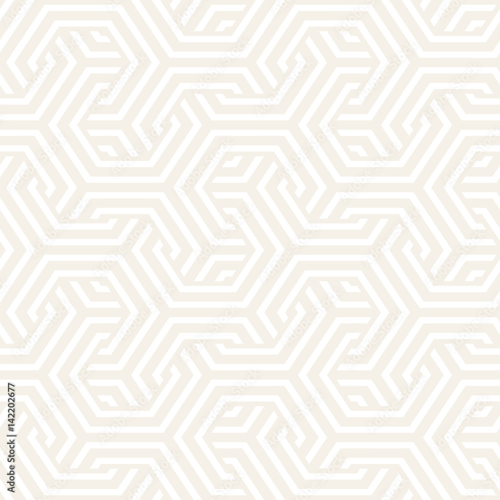 Vector Seamless Interlacing Lines Pattern. Repeating Geometric Background With Hexagonal Lattice. Vector Seamless Interlacing Lines Pattern. Repeating Geometric Background With Hexagonal Lattice.