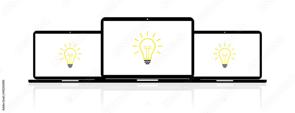Naklejka premium Laptop Banner - Idee - Glühbirne