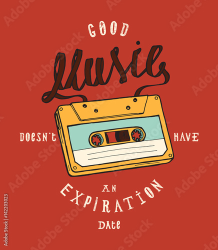 vintage cassette music poster print - good music does not have an expiration date