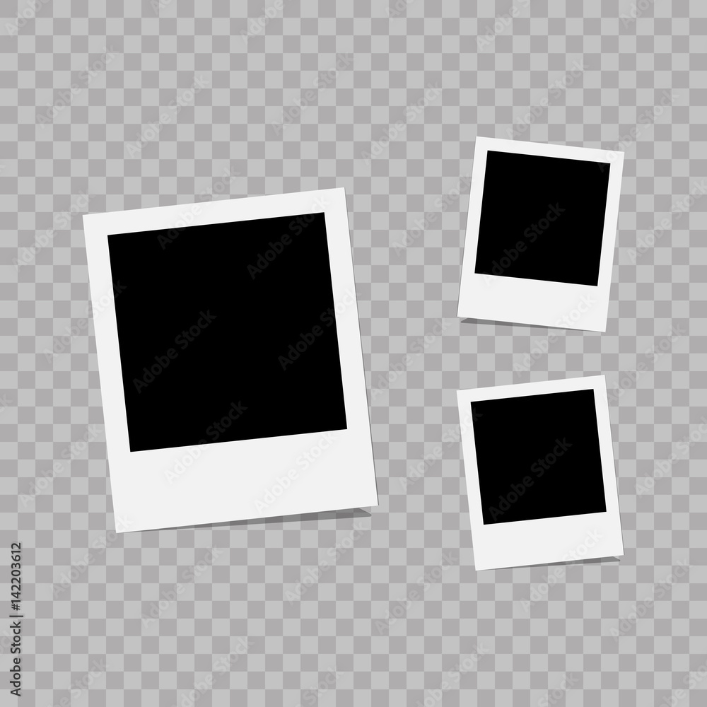 Retro realistic vector photo frame placed on transparent background. Template photo design. Retro realistic vector photo frame placed on transparent background. Template photo design.