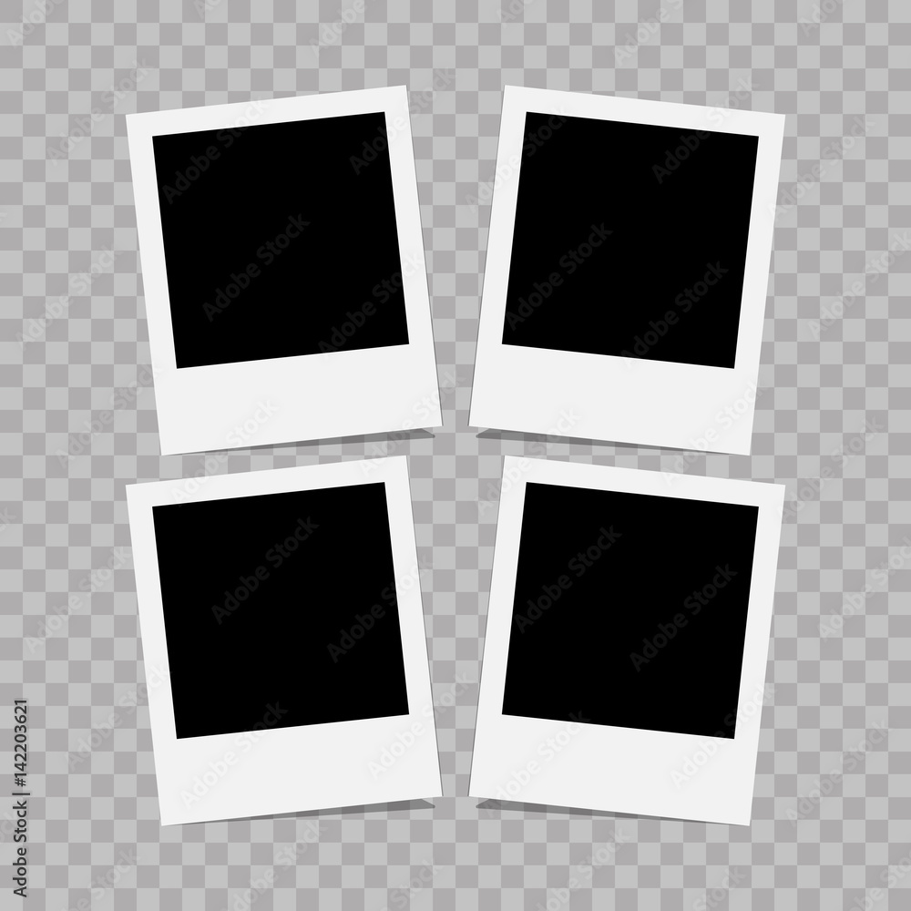 Retro realistic vector photo frame placed on transparent background. Template photo design. Retro realistic vector photo frame placed on transparent background. Template photo design.
