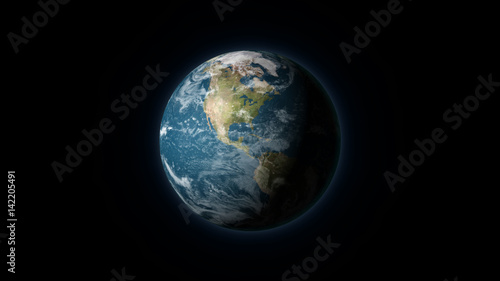Realistic Earth centered on North America on a black background © Colin Cramm