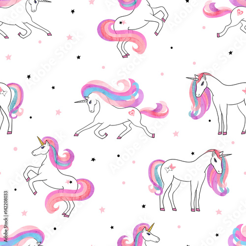 Seamless beautiful unicorns...