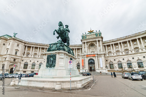 Photography Equestrian memorial of Prince Eugene of Savoy (Prinz Eugen von Savoyen) in front of Hofburg palace, Heldenplatz, Vienna, Austria