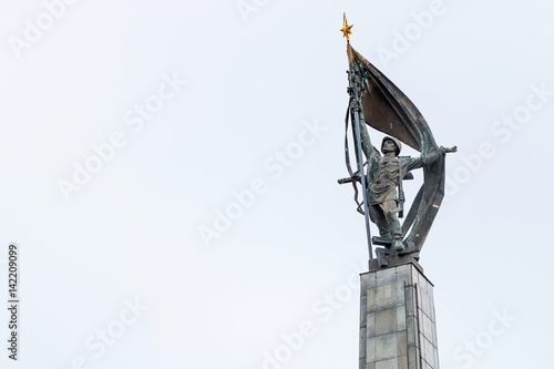Photography Bratislava, Slovakia - March 19, 2017: Russian soldiers relief statue in Slavin, Bratislava, Slovak republic