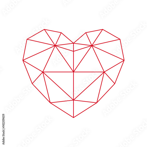 Red polygon heart - icon.