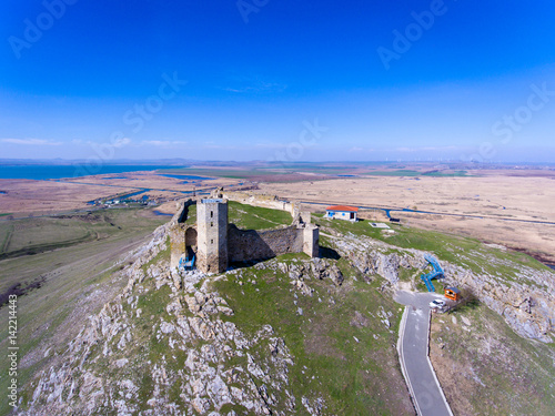 Enisala medieval fortress in Dobrogea, Romania. Aerial view photo