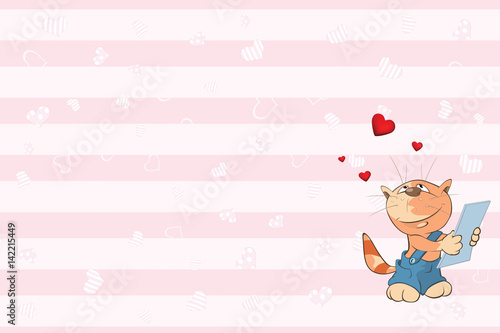 Valentine's card with a Cute Tabby Cat Illustration