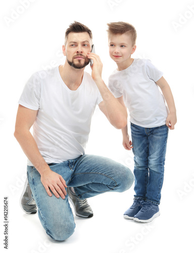 Little boy and his father t...