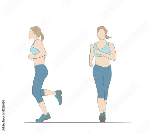 Woman running. Sport, getting rid of excess weight. healthy lifestyle. vector illustration.
