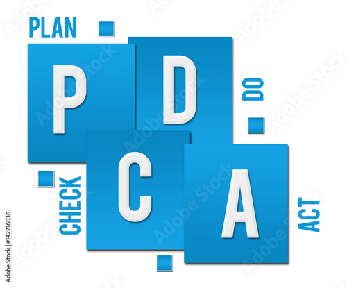 PDCA - Plan Do Check Act Blue Squares Text 