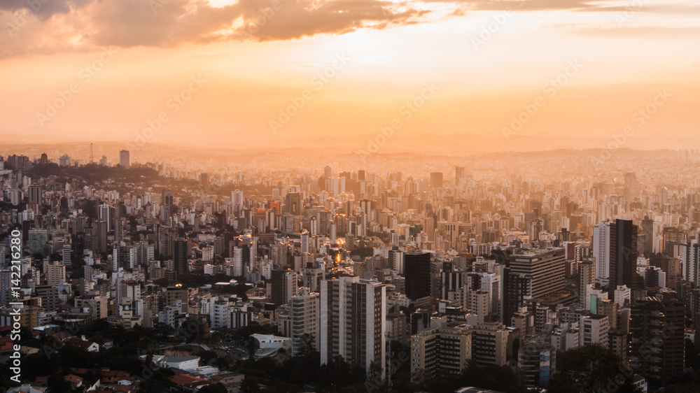 Belo Horizonte City, Minas Gerais, Brazil at sunset