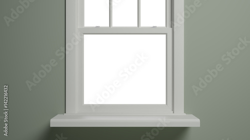 Vintage blank open window inside room. 3d illustration