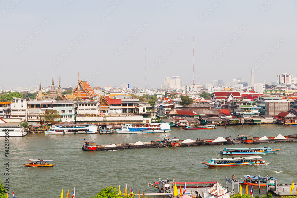 Bangkok, panorama view. Chao Phraya river. Thailand.