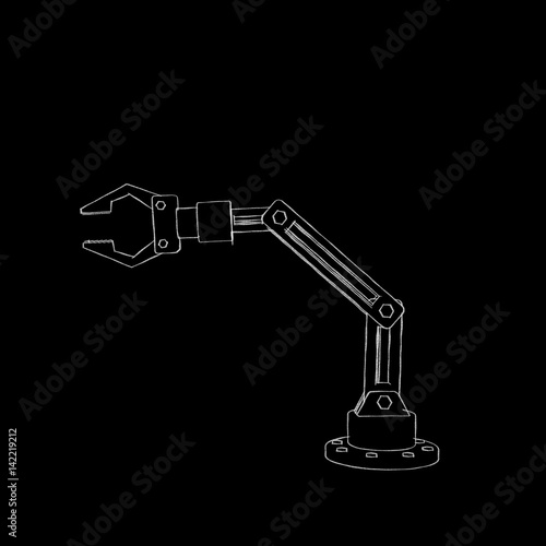 Robotic arm. Isolated on bl...