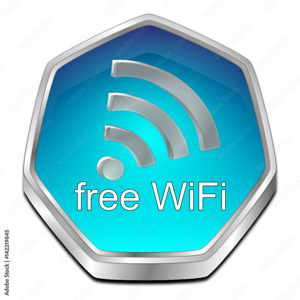 free wireless WiFi button - 3D illustration free wireless WiFi button - 3D illustration