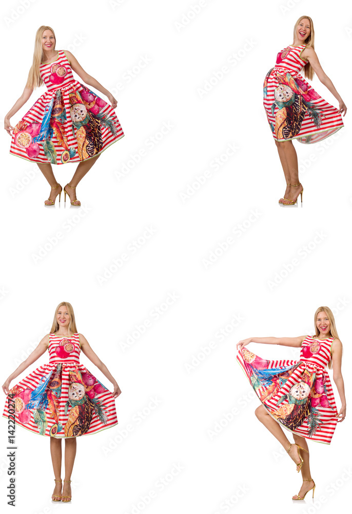 Collage of woman in fashion look isolated on white Collage of woman in fashion look isolated on white