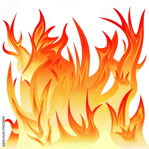 Brasier, feu, Incendie sur fond blanc  